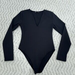 Zara Black Long Sleeved Bodysuit